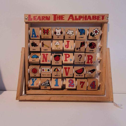 Toys - Learn the Alphabet vintage wood ABC flip blocks - Grannies Garage