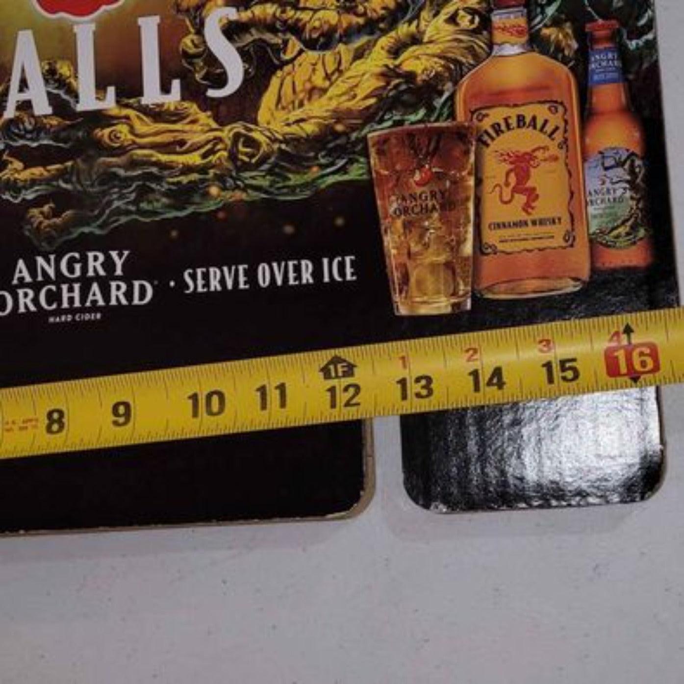 Art - Angry Balls Cardboard Sign display top Angry Orchard Fireballs - Grannies Garage