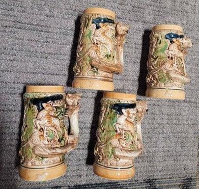 Vintage - set of 4 Beer steins - Grannies Garage