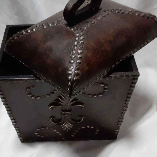 Box - Covered decorative dark brown box - Grannies Garage