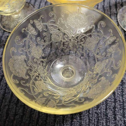 Vintage 5 Sherbet Depression Glass - yellow - Grannies Garage