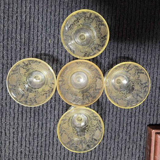 Vintage 5 Sherbet Depression Glass - yellow - Grannies Garage