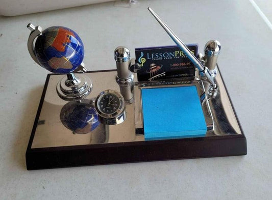 Writing Desk organization set - Silver with Globe - Grannies Garage