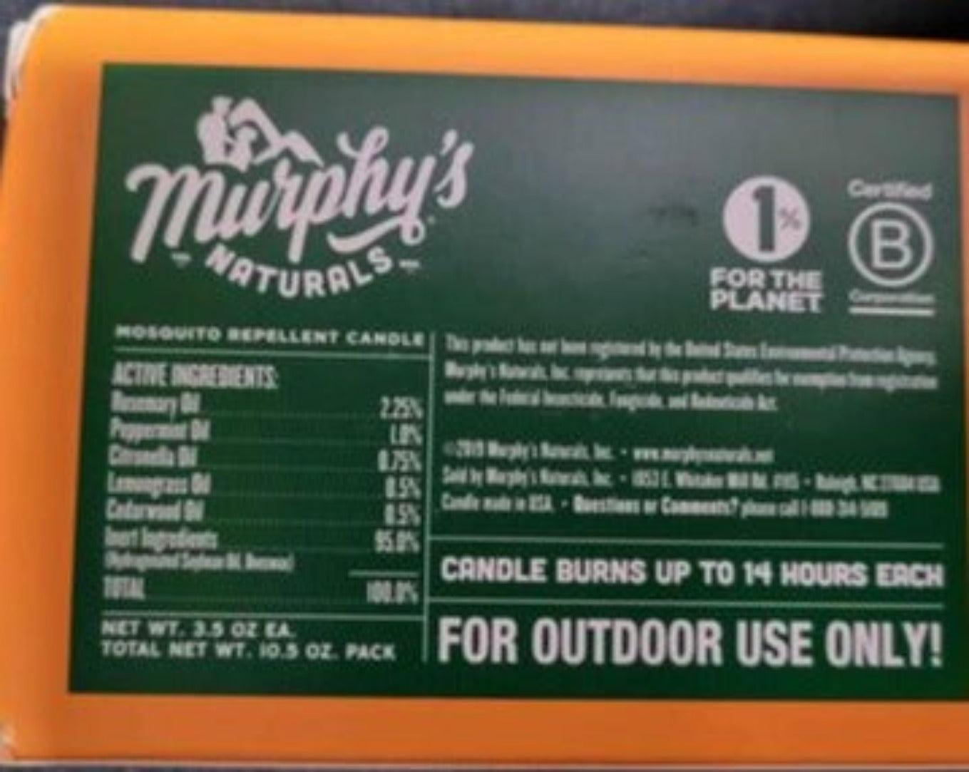 NEW - Murphy's Natural Mosquito Repellent set of 3 Candles - Grannies Garage