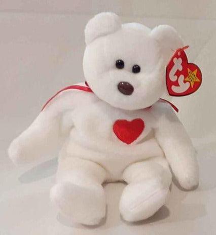 Plush - Valentino TY Beanie Bear Toy - White Bear with Heart - Grannies Garage