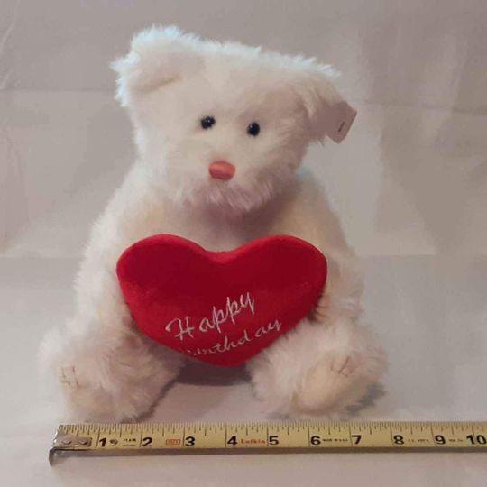 Plush - Happy Birthday - White Bear with Heart - Grannies Garage