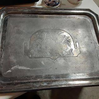 Vintage Silver Tray with markings tiger c1870 - Grannies Garage