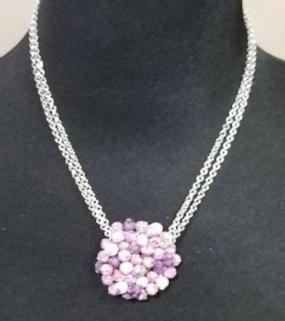 Jewelry - Viva Beads Necklace Flat Cluster Plum Orchard Polymer Clay Beads - Grannies Garage