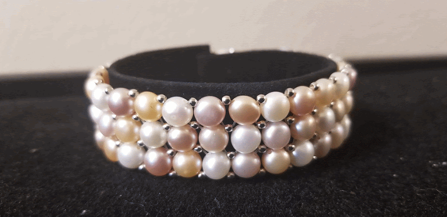 Jewelry - Sterling Silver Freshwater Cultured Pearl 3 Row Stretch Bracelet - Choice of Five Colors - Grannies Garage