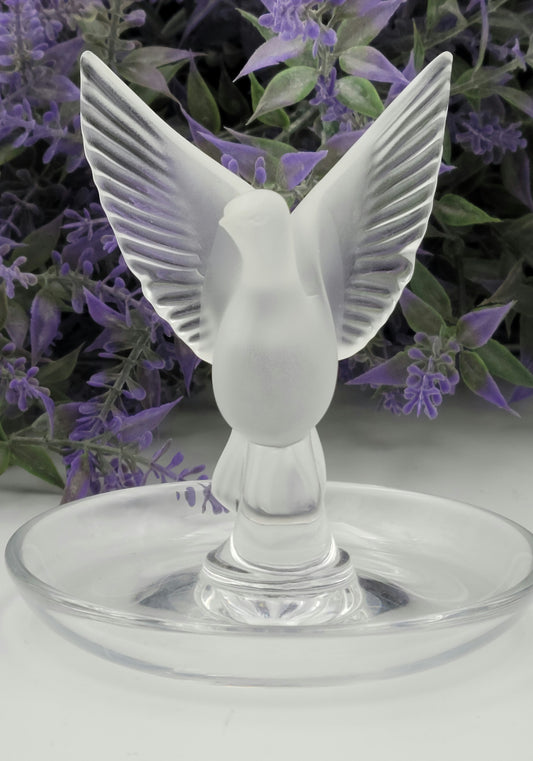 Lalique Glass Dove Ring Holder