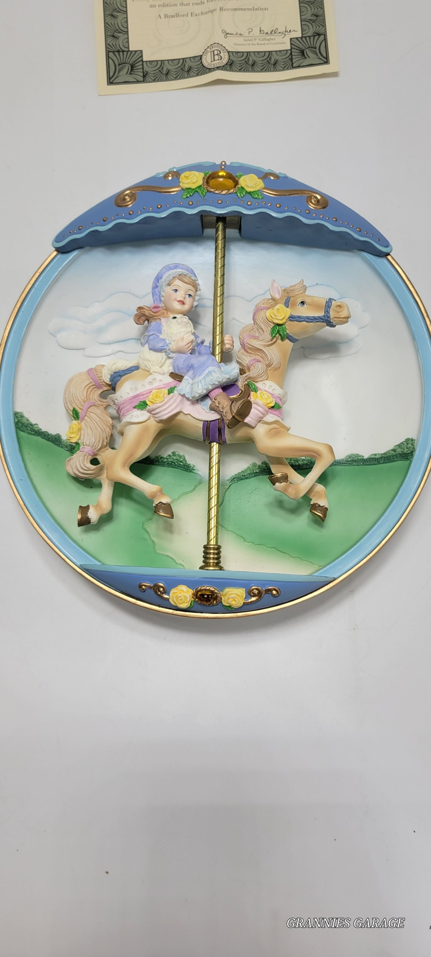 Bradford Exchange 1995 Carousel Daydreams "Wishful thinking" Musical Motion Plate