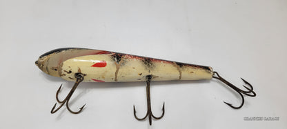 Wood Black and Red with White and Red Belly-Open Mouth - MUSKIE-SALMON-LAKE TROUT-PIKE LURE 8"