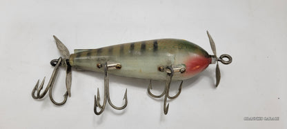 Vintage Green and Yellow. Yellow Eyes, 2 spinners "Cisco Kid Topper" 5" Lure- 3 Hooks