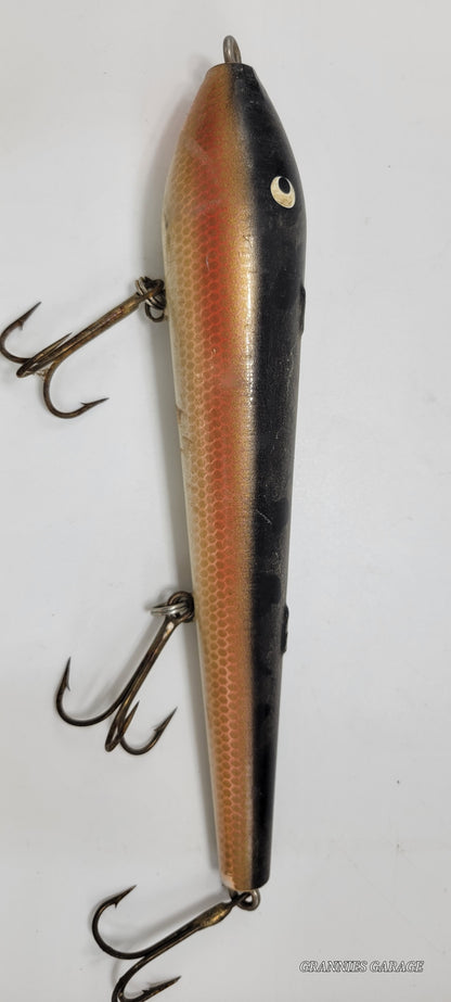 Vintage Weighted Black and Orange- 3 hook-9" Fishing Lure