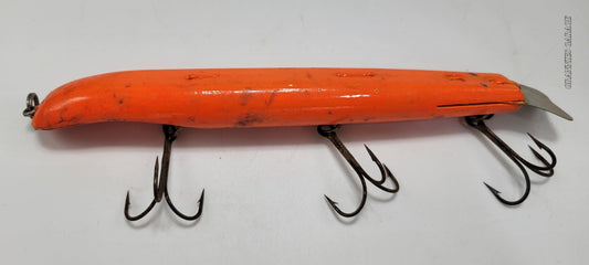 3 Hook Wood Orange 9 " fishing lure Muskie, Salmon, or Large Fish