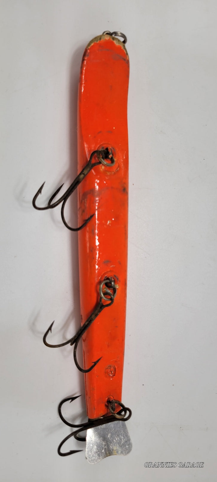 3 Hook Wood Orange 9 " fishing lure Muskie, Salmon, or Large Fish