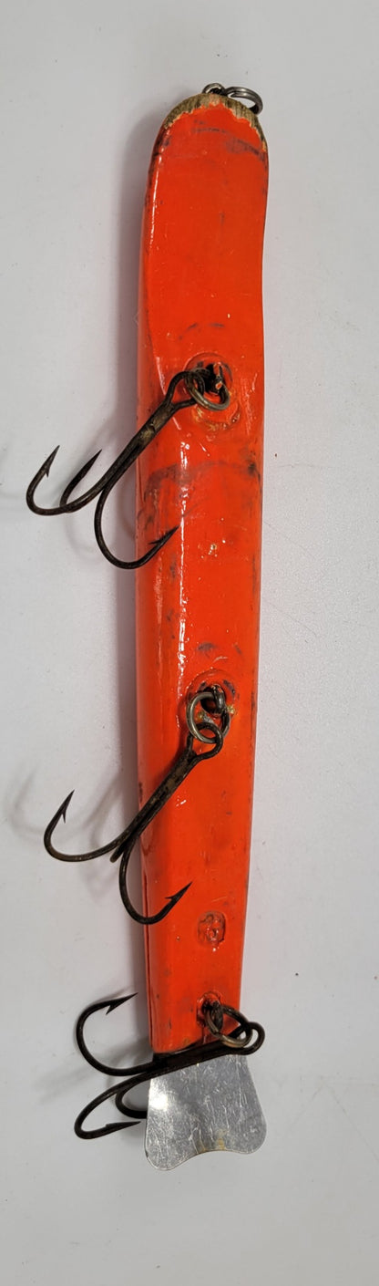 3 Hook Wood Orange 9 " fishing lure Muskie, Salmon, or Large Fish