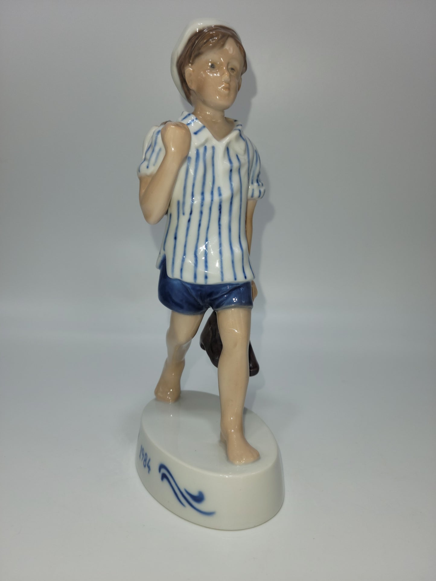 Bing And Grondahl Figurine Of The Year 1984 Peter with Barefeet and Fish by Soren Brunoem