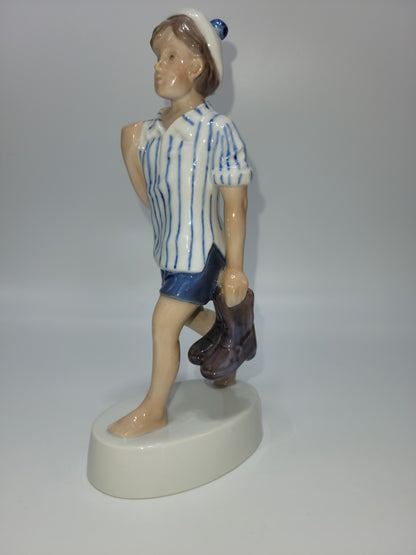 Bing And Grondahl Figurine Of The Year 1984 Peter with Barefeet and Fish by Soren Brunoem