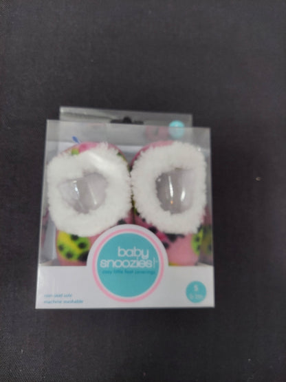 Snoozies Slippers - Pink and White Baby Slippers 0 to 3 Months