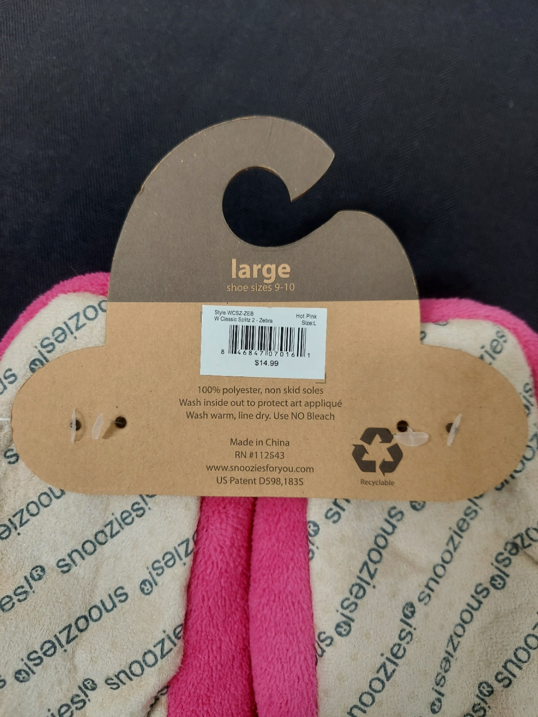 Snoozies Slippers - Pink Horse and Zebra Slippers Large 9-10