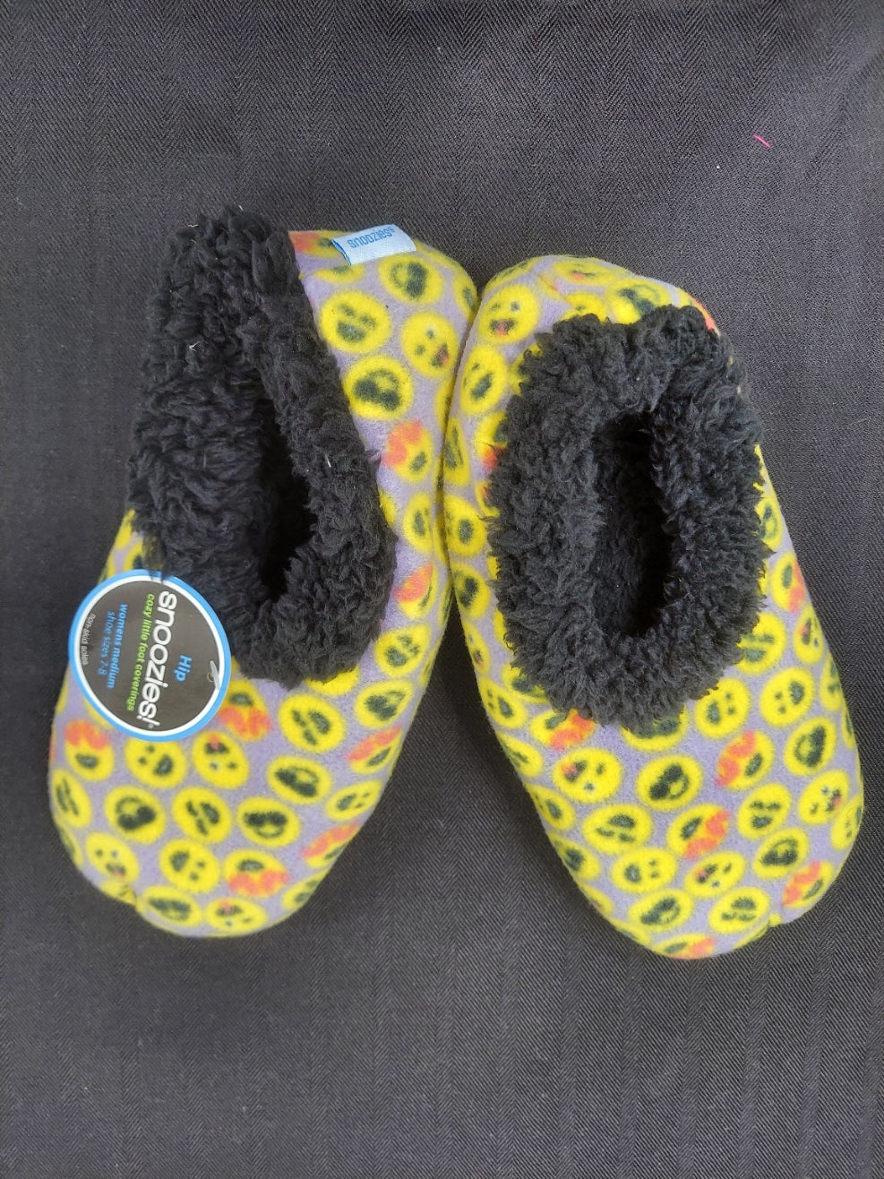 Snoozies Slippers - Emoji Yellow Slippers Medium 7/8
