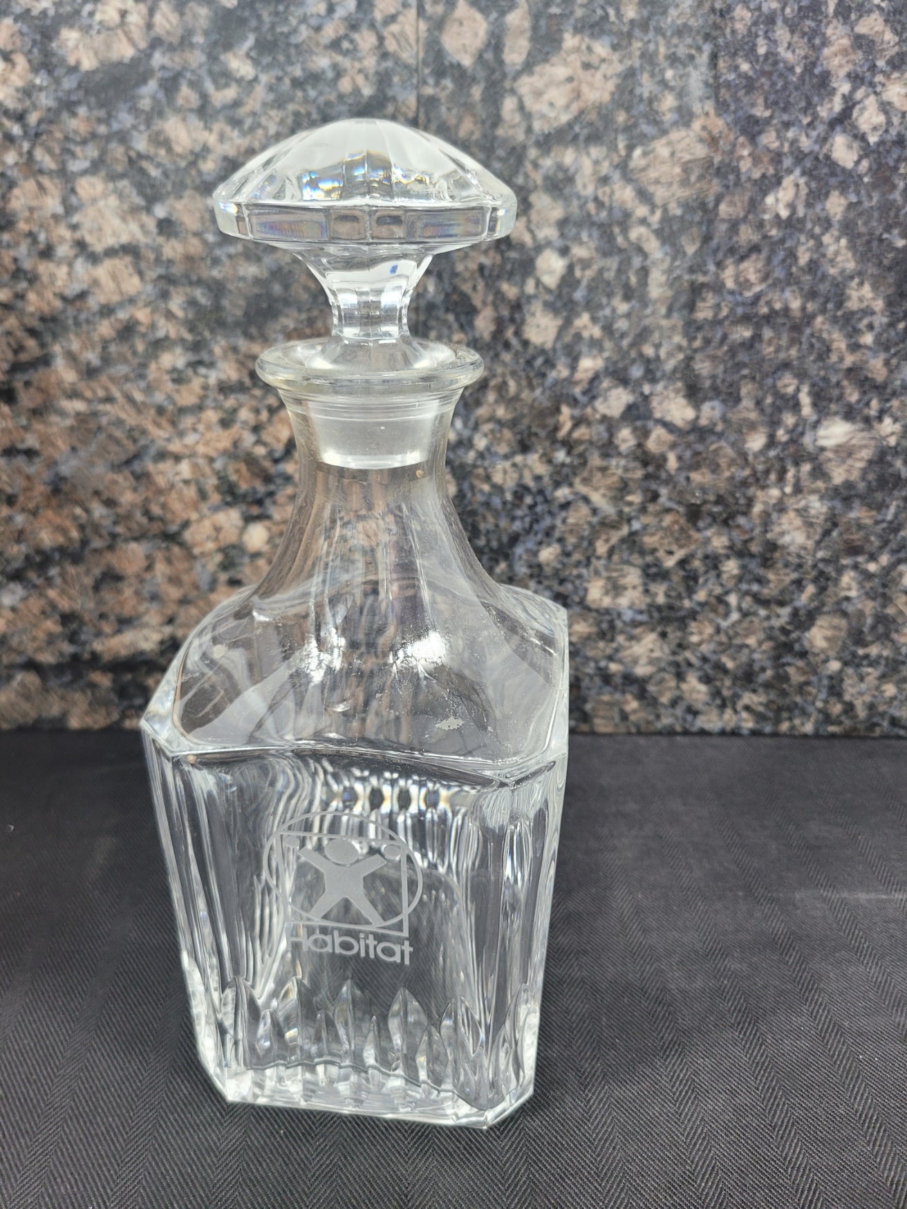 Decanter Habitat for Humanity Logo etched in Crystal Glass