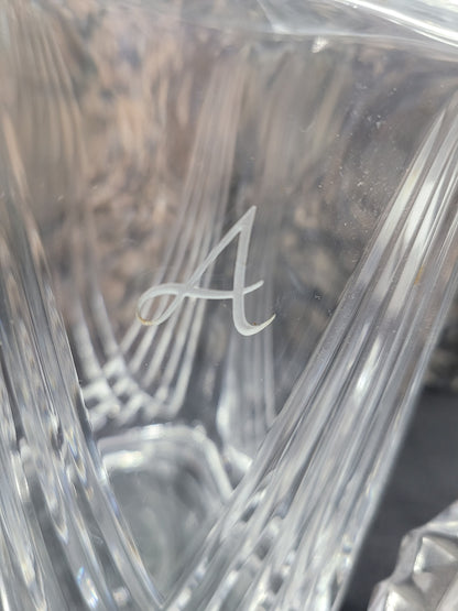 Crystal Glass Decanter Monogrammed with an "A" with Stopper