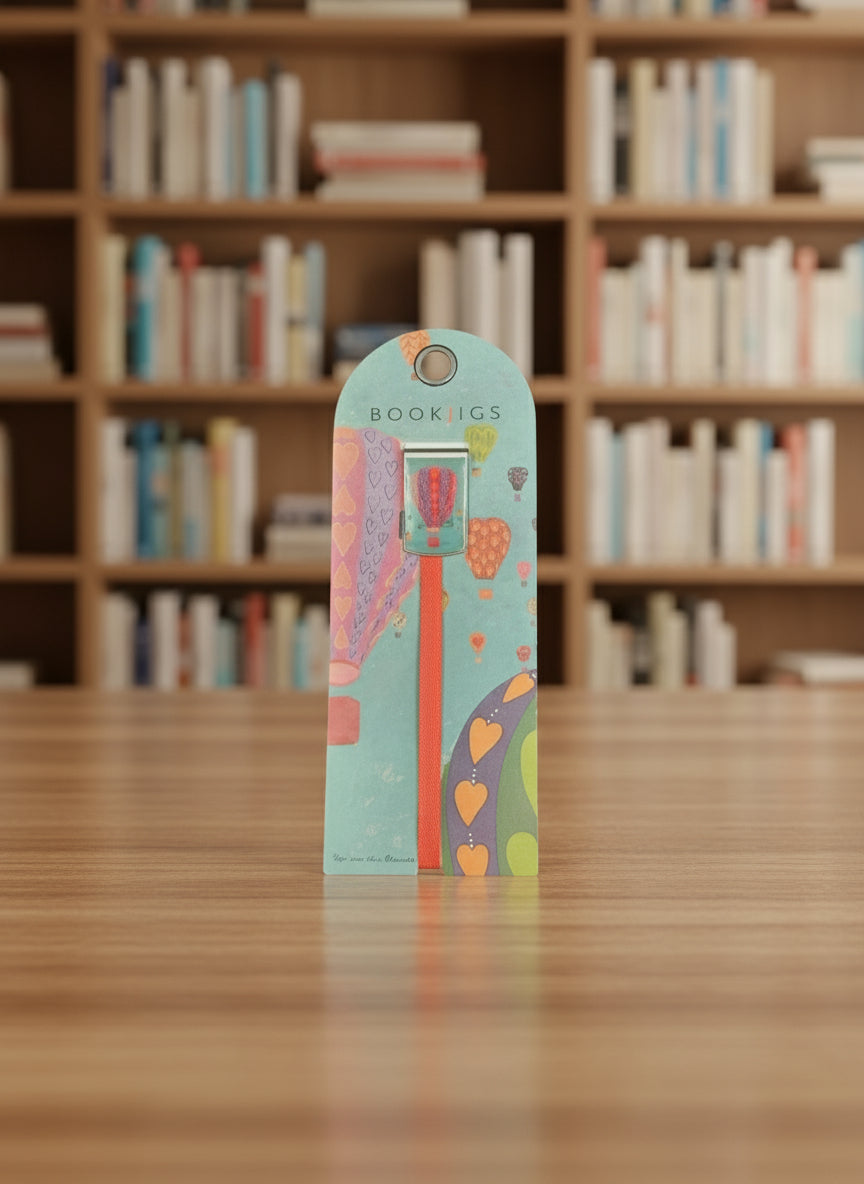 colorful bookmark with hot air balloon