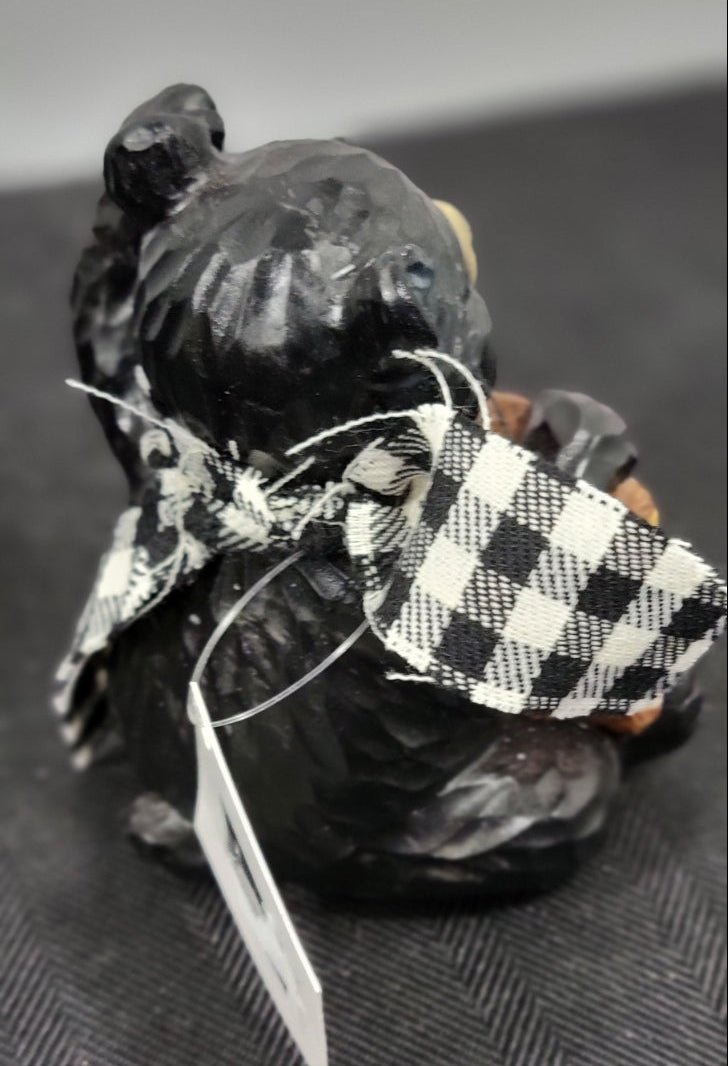 Black and white checkered on a black bear 