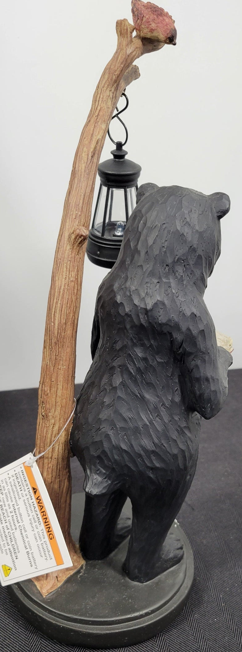 14" Standing Black Bear figurine reading by the lighted lantern. Young's Art  NEW