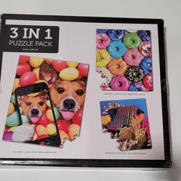 Puzzle - NEW 3 in 1 Puzzle 300 pc Animal, 100 pc Doughnut, 48 pc Ocean puzzle