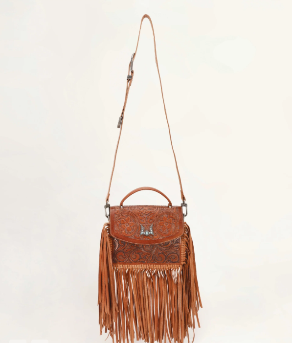 Classic Flap Medium Tassel Bag Floria Hand tooled