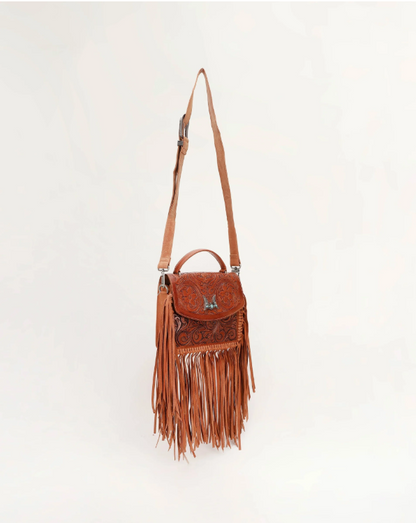 Classic Flap Medium Tassel Bag Floria Hand tooled