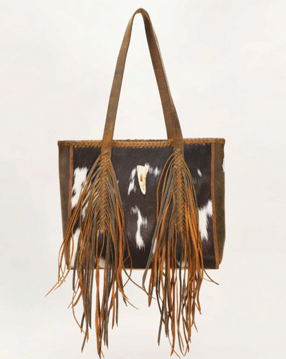 Hide And Fringe Medium Cowhide Purse