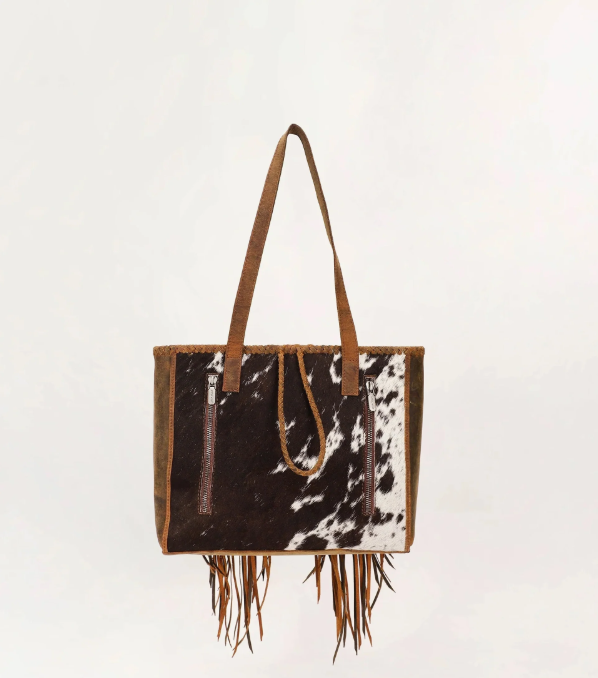 Hide And Fringe Medium Cowhide Purse