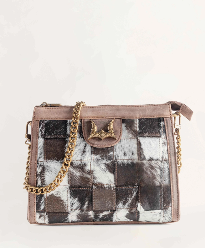 Loyal West Scrappy Medium Chainbag IN COWHIDE AND BROWN CALFSKIN