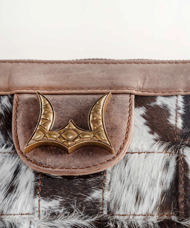 Loyal West Scrappy Medium Chainbag IN COWHIDE AND BROWN CALFSKIN