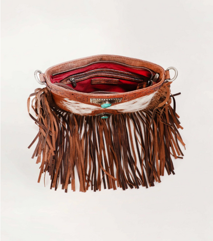 Mojave Tassel Bag - Brown & White Cowhide