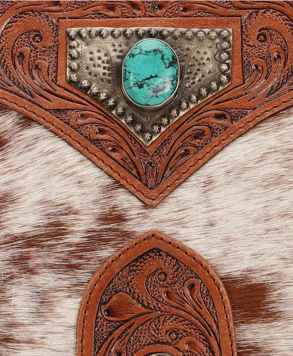 Mojave Tassel Bag - Brown & White Cowhide