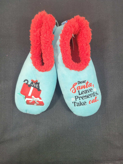 Accessories - Snoozies Slippers Dear Santa, Leave Presents Take Cat