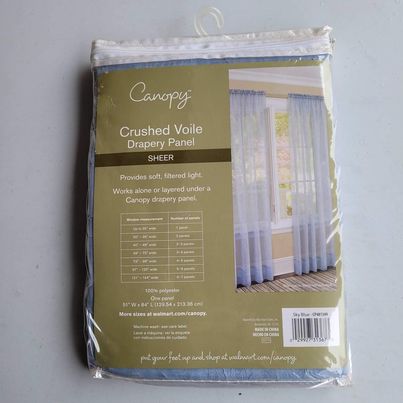 Curtain - Drapery Crushed Voile Blue Panel