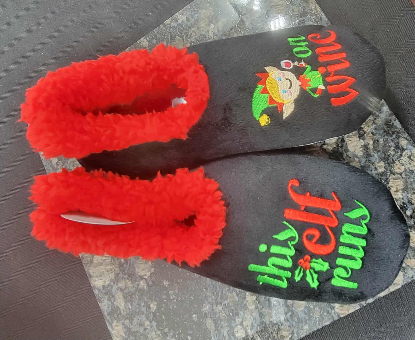 Accessories - Snoozies Slippers -  This Elf Runs on Wine
