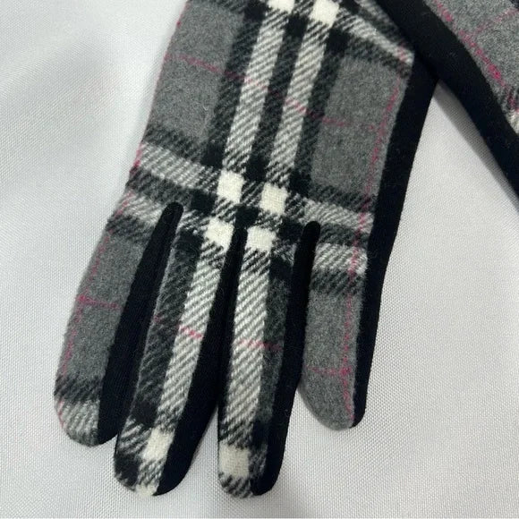 Accessories Black/White Gloves New Touchscreen Plaid Women’s Gloves Black Gray White Pink