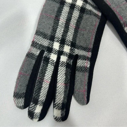 Accessories Black/White Gloves New Touchscreen Plaid Women’s Gloves Black Gray White Pink