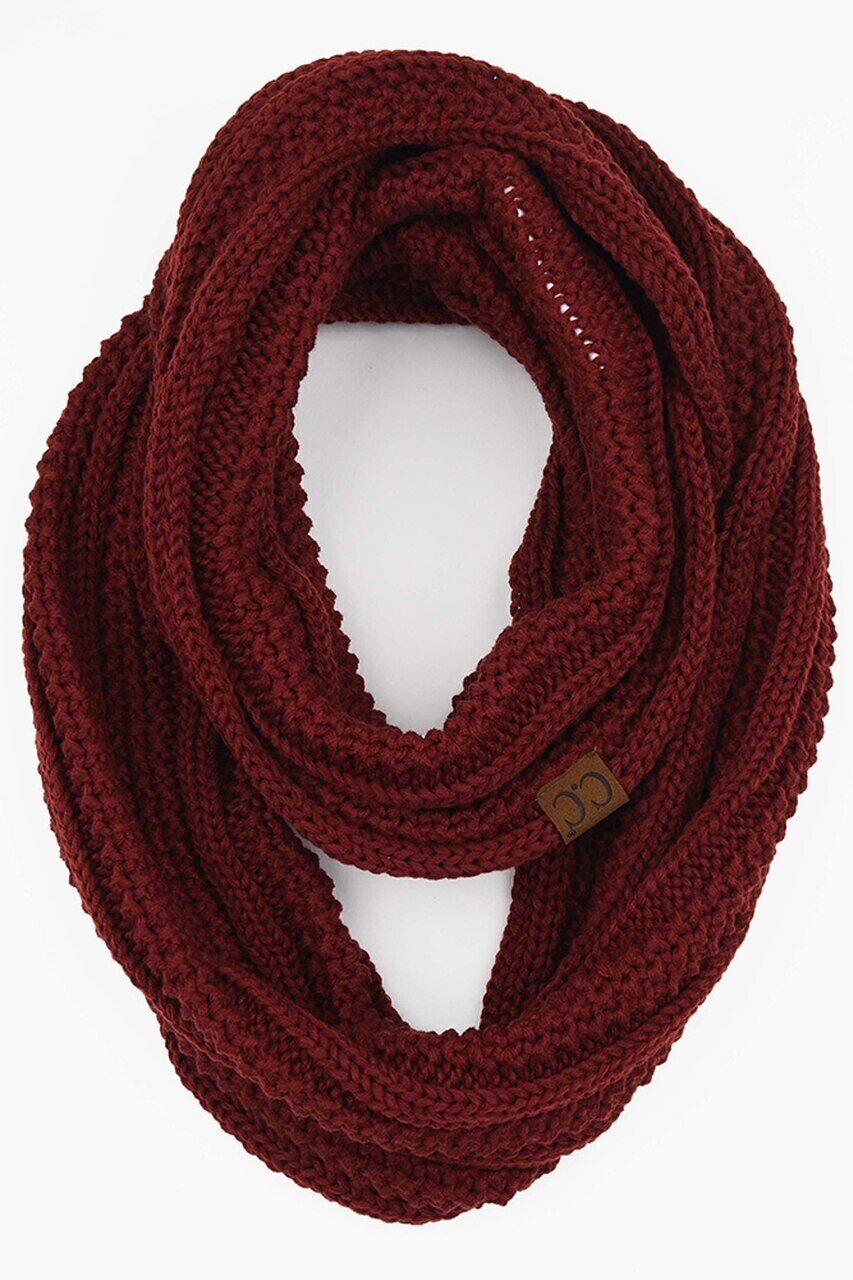 Accessories - Ribbed Infinity Scarves (Set of 2) Burgundy and Lt Grey-- NEW with TAGS