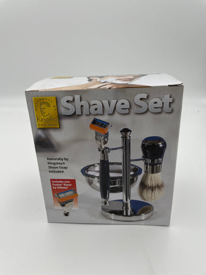 Kingsley Shave Set - Marble Blue look and Silver Handles, Soap and Stand SB-676