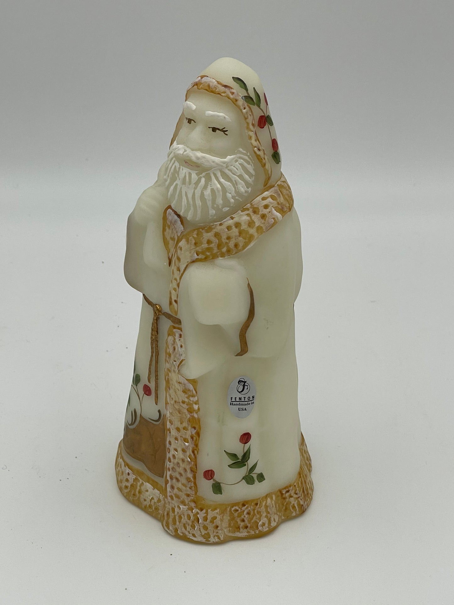 Collectable Fenton Glass TWINING BERRIES Santa Claus Hand Painted and Signed by D.Fredrick