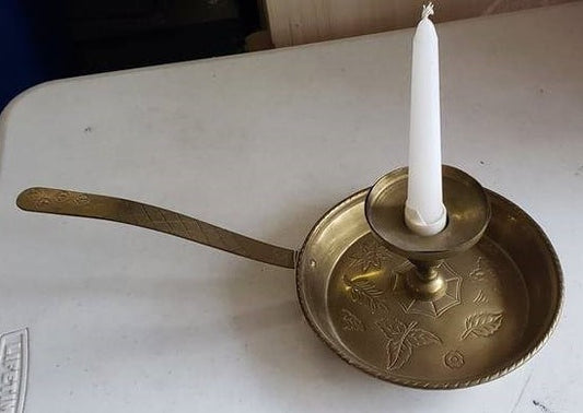 Antique Brass Candle Holder with Handle