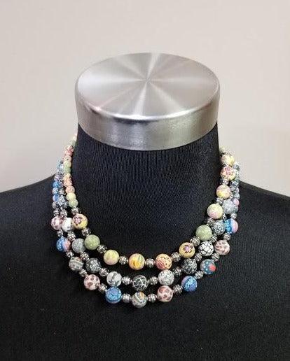 Jewelry - Viva Bead Clay Med Beads, Silver Beaded Necklace (5 Choices of colors) - Grannies Garage